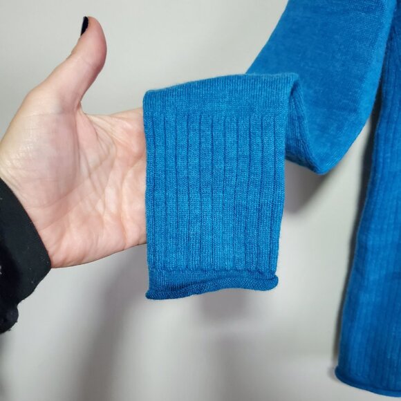 CYNTHIA ROWLEY Merino Wool Knit Turtleneck Sweater Lightweight Blue Women's XS - Picture 5 of 11
